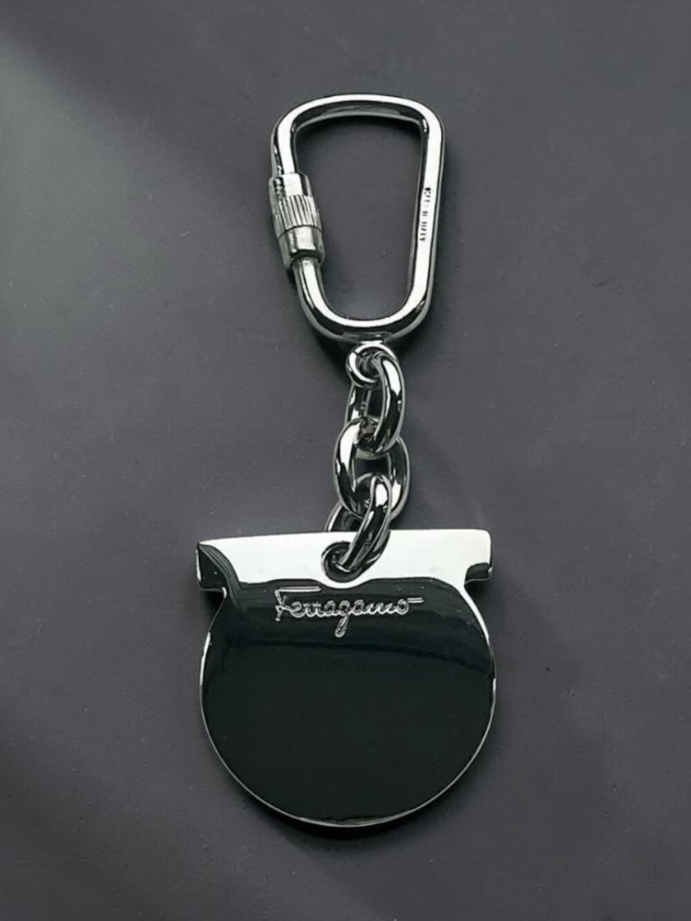 Salvatore Ferragamo Mens Gancini Silver-Tone Keychain Key Ring